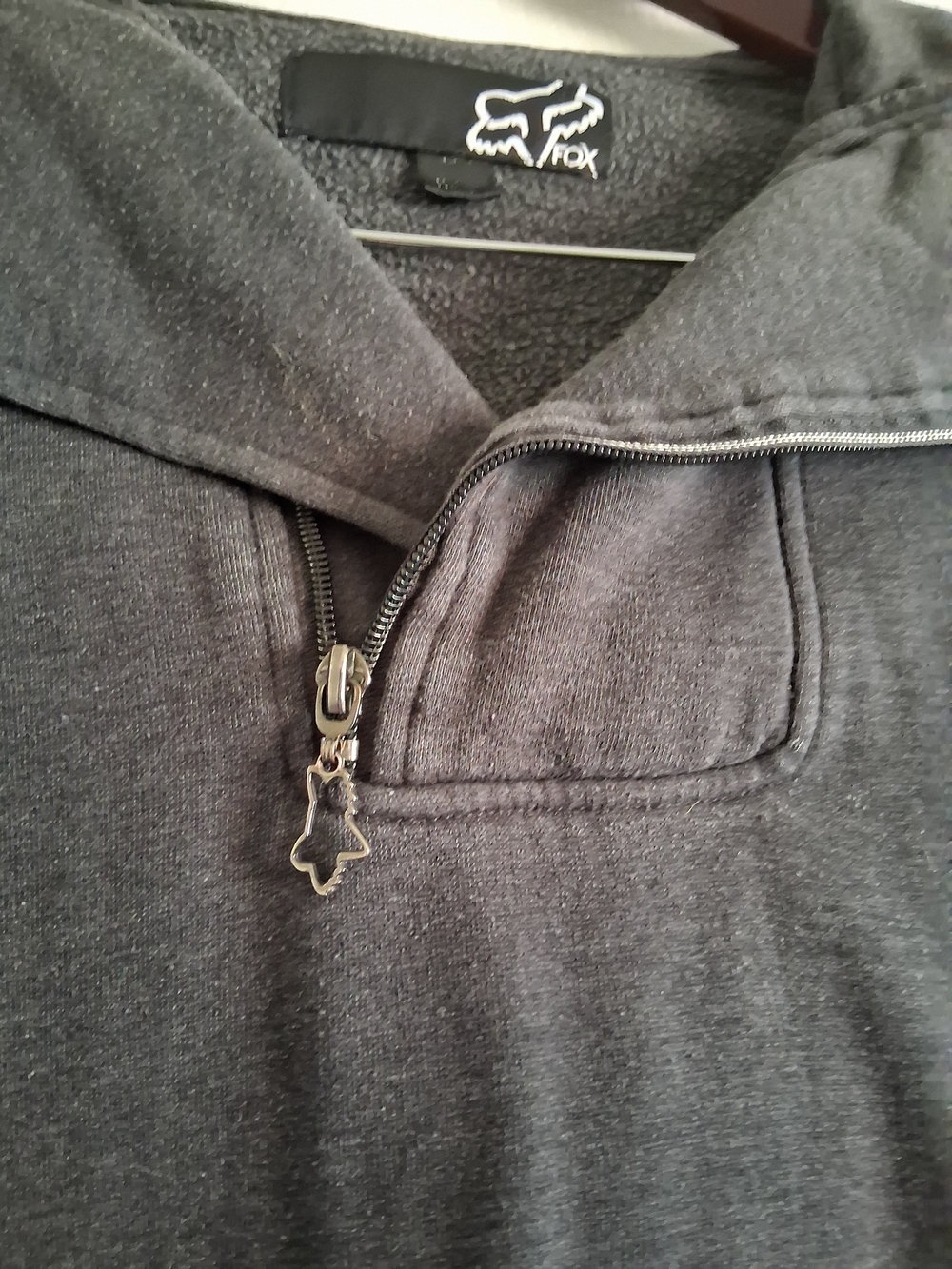 Fox Dark Gray Half-Zip Hoodie with Fox Head Pull